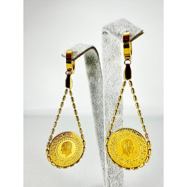 Gold Sallantılı Lira Küpe